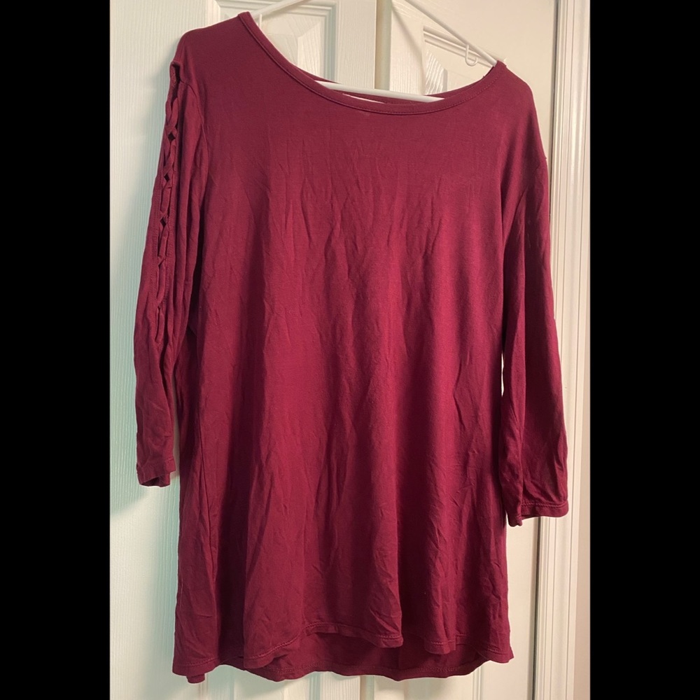 💰Westport 1962 mode sleeve shirt burgundy color size X-Large.